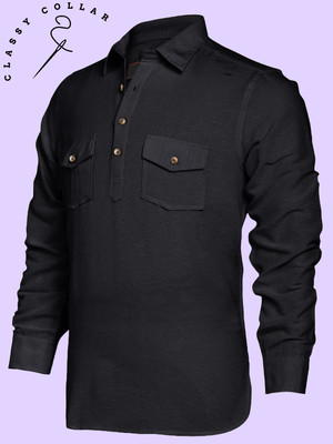 Classycollar By Liferoads Men Solid Pathani Kurta(Black)