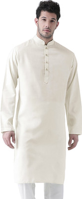 SG LEMAN Men Solid Straight Kurta(White)