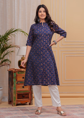 SUMITRA EXPORTS Women Printed A-line Kurta(Blue)