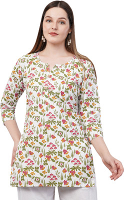 GS FASHION Women Floral Print, Printed A-line Kurta(White, Green, Yellow, Red)