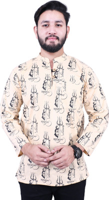 Fab kalakriti Men Printed Ethnic Dress Kurta(Brown)