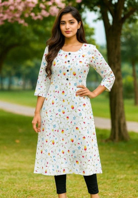 Ansari Gallery Women Printed Straight Kurta(Multicolor)