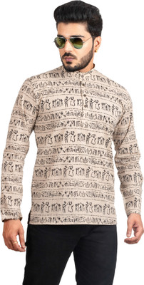 sultan Men Printed Straight Kurta(Beige)