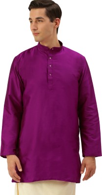 THANGAMAGAN Men Solid A-line Kurta(Purple)