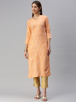 Hritika Women Self Design Straight Kurta(Orange)