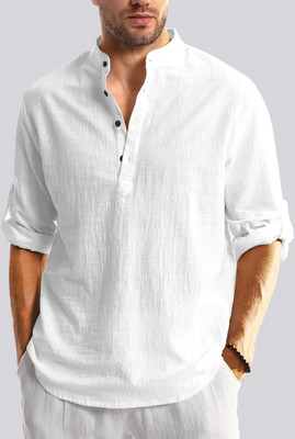 ZARTHA Men Solid Straight Kurta(White)