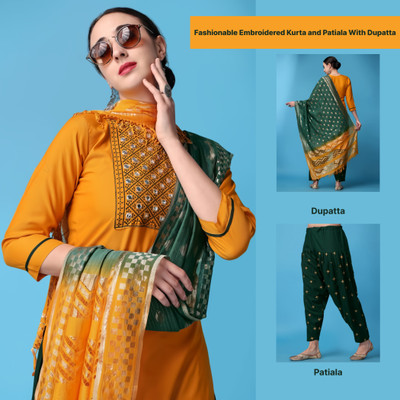 Shiva Fashion Hub Women Solid Straight Kurta(Yellow)