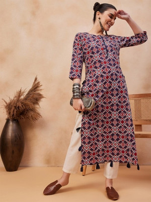 SHEINOR Women Printed Straight Kurta(Multicolor)
