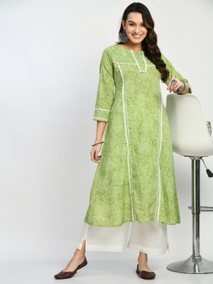 VOGUE BY AVANTIKA Women Dyed/Ombre A-line Kurta(Green)