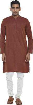Indus Route by Pantaloons Men Self Design Straight Kurta(Maroon)