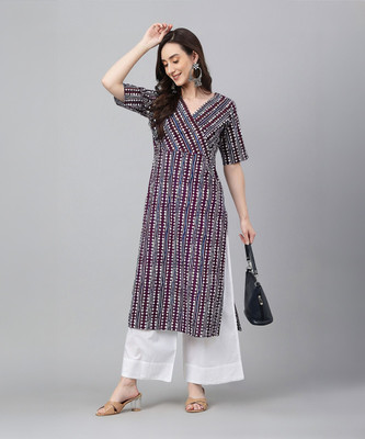Janasya Women Printed Straight Kurta(Multicolor)