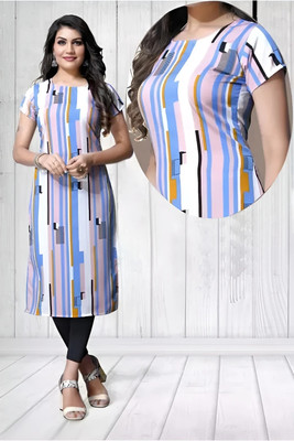EEIZEE Women Striped A-line Kurta(Purple)