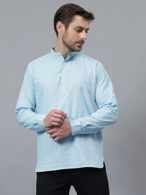 VIMASUTI Men Solid A-line Kurta(Light Blue)