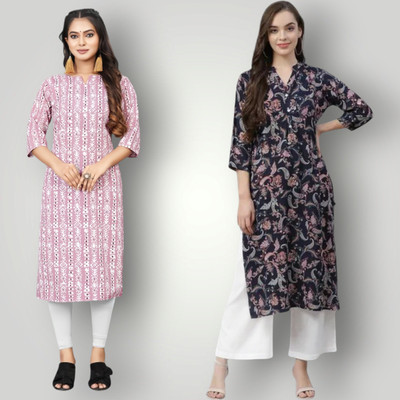 HouseOfCommon Women Self Design Straight Kurta(Multicolor)