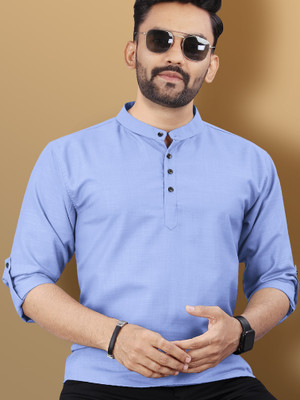VeBNoR Men Solid Straight Kurta(Light Blue)