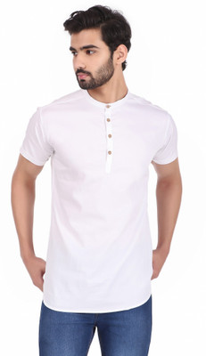 MADE IN THE SHADE Men Self Design Straight Kurta(White)
