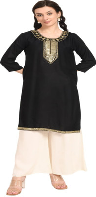 jankriti lifestyles Women Self Design Straight Kurta(Yellow)