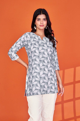 Tulsii Fab Women Floral Print A-line Kurta(Grey)