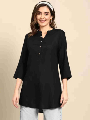 RadhikaKurtis Women Solid A-line Kurta(Black)