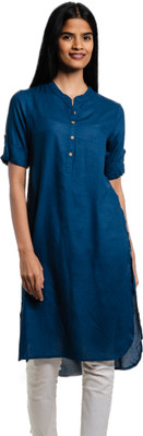 Amadore Women Solid A-line Kurta(Blue)