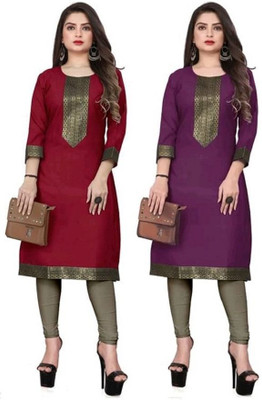 Maaa Meladi CreationS Women Solid Straight Kurta(Multicolor)