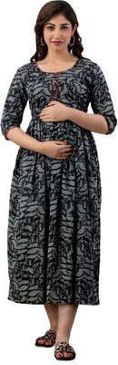 OMSHA Women Printed Anarkali Kurta(Grey)