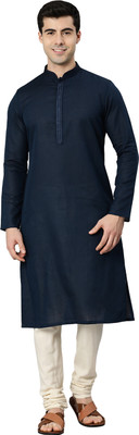 Manthan Men Solid Straight Kurta(Dark Blue)