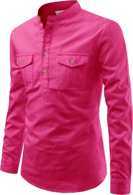 UNIFAV Men Solid Pathani Kurta(Pink)