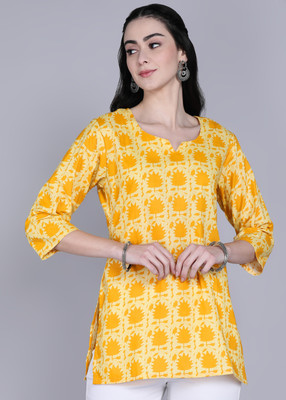 Tviksha Fashion Women Printed Straight Kurta(Yellow)