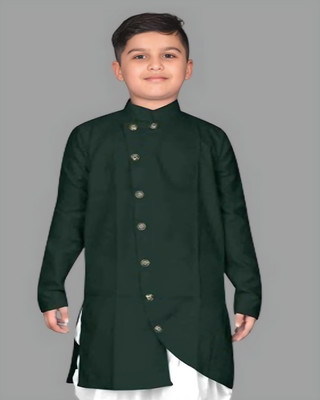 OmakarENT Boys Printed Straight Kurta(Green)