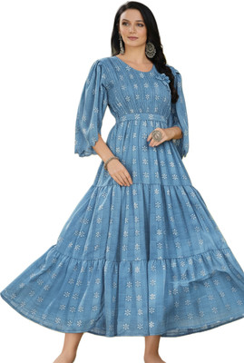 Ayshax Women Printed, Geometric Print Tunic Kurta(Pink)