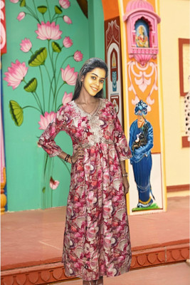PickCell Women Embroidered Ethnic Dress Kurta(Pink)