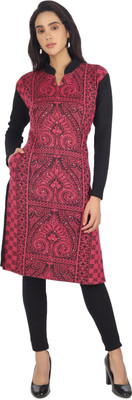 RIYA TRADING Women Self Design Straight Kurta(Red)
