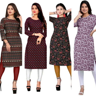 MIROSELLY CREATION Women Printed, Geometric Print Straight Kurta(Multicolor)