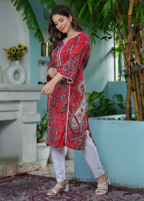 Tabeedah Women Printed A-line Kurta(Multicolor)