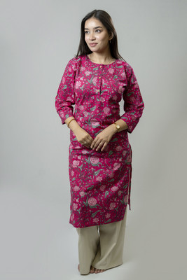Shirachi Women Printed A-line Kurta(Pink)