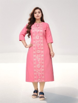 DESIRABASIX Women Embroidered A-line Kurta(Multicolor)