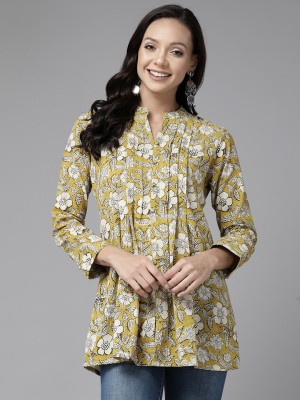 Prakrti Women Printed A-line Kurta(Yellow)