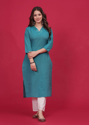 EMPIRE STYLE Women Embroidered A-line Kurta(Green)
