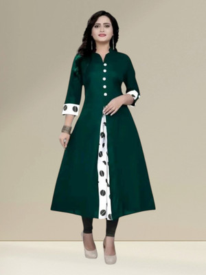 Rangrasiyatexk Women Printed Anarkali Kurta(Green)