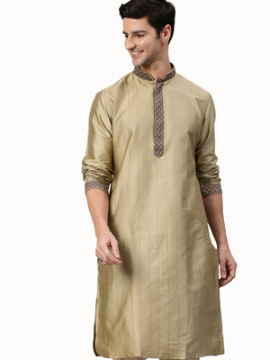 Manthan Men Solid Straight Kurta(Beige)
