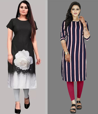 tanvi creation Women Striped Straight Kurta(Multicolor)