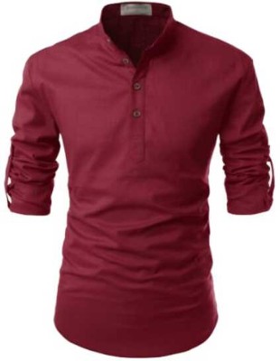 MGC Men Solid Straight Kurta(Purple)