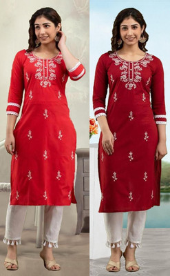 SISTO Women Chikan Embroidery A-line Kurta(Multicolor)