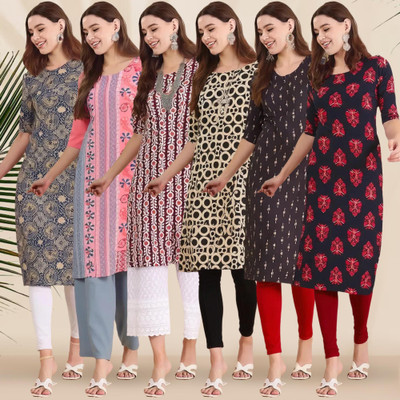 1 Stop Fashion Women Printed Straight Kurta(Multicolor)