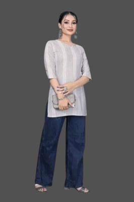 texpa Women Printed Straight Kurta(White)