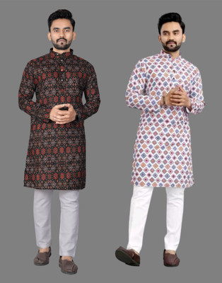 DHASU TRENDZ Men Printed Straight Kurta(Multicolor)