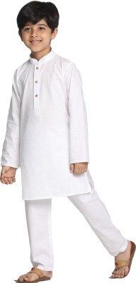 Vibhuti Boys Solid Straight Kurta(White)