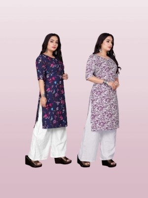 Vimalnath Synthetics Women Printed A-line Kurta(Blue)