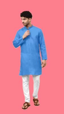VINAARI Men Solid A-line Kurta(Blue)